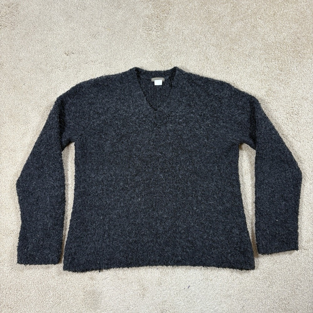 J.Crew Wool & Acrylic Blend Dark Gray V-Neck Sweater Size Small S Long Sleeve